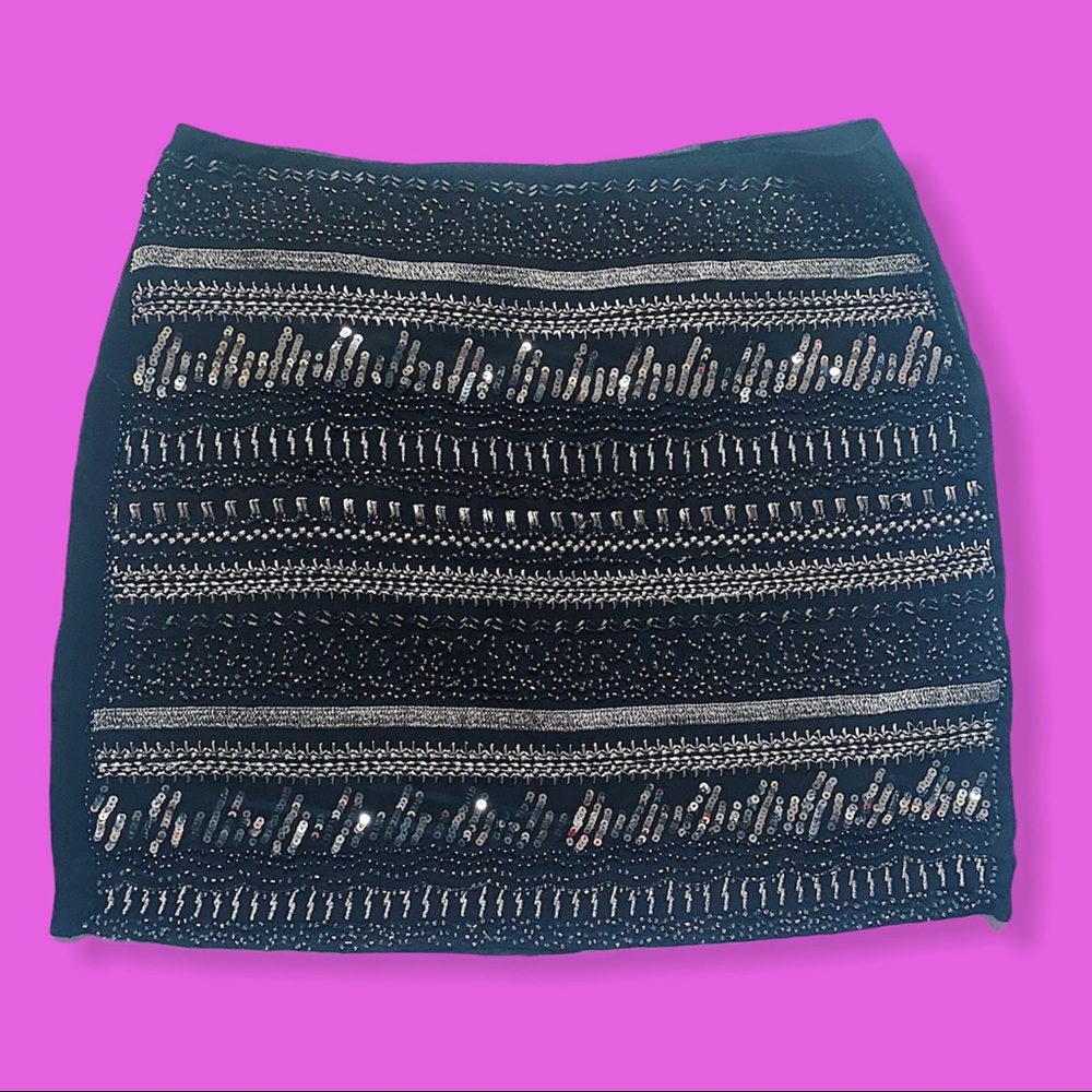 H&M Black Embellished Mini Skirt
